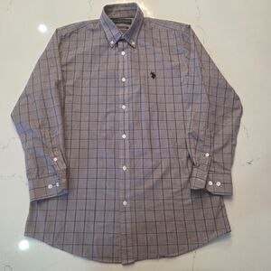 U.S. Polo Assn. Men's Checkered Button Down Shirt - Gray and Black
